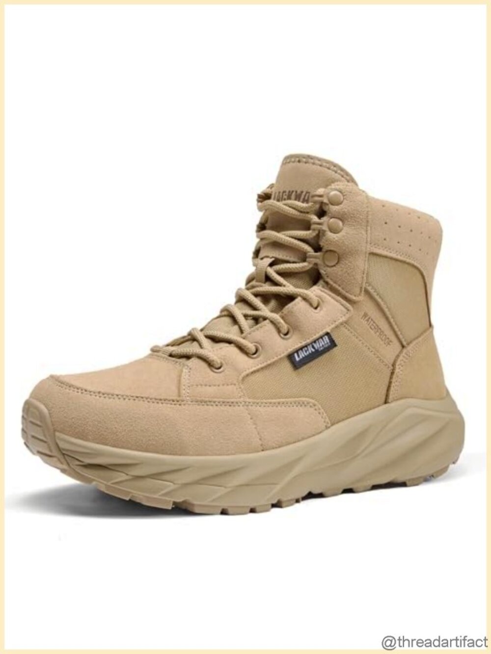 LACKWAR Waterproof Military Tactical Combat Hiking Work Boots Ankle-High